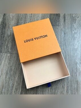 Louis Vuitton Orange and Beige Slide-Top Gift Box Storage Box 6.75” x 6.75”
